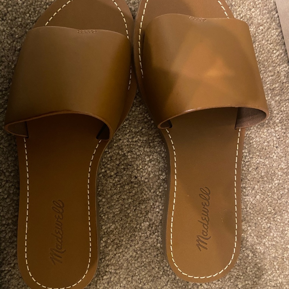 Madewell Boardwalk post slide in leather